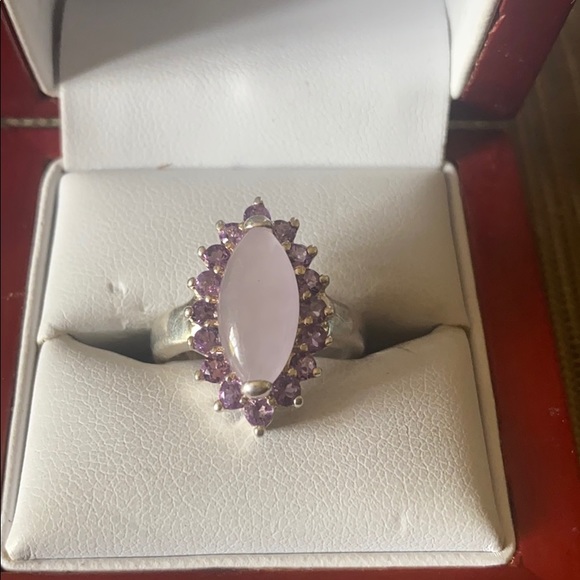 Sterling Silver amethyst end pink guartz ring - Picture 6 of 6